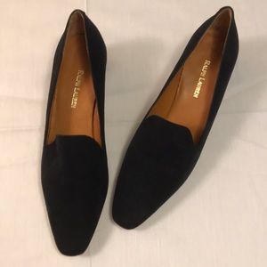 Ralph Lauren Navy Suede Shoes.  Camille Slipper